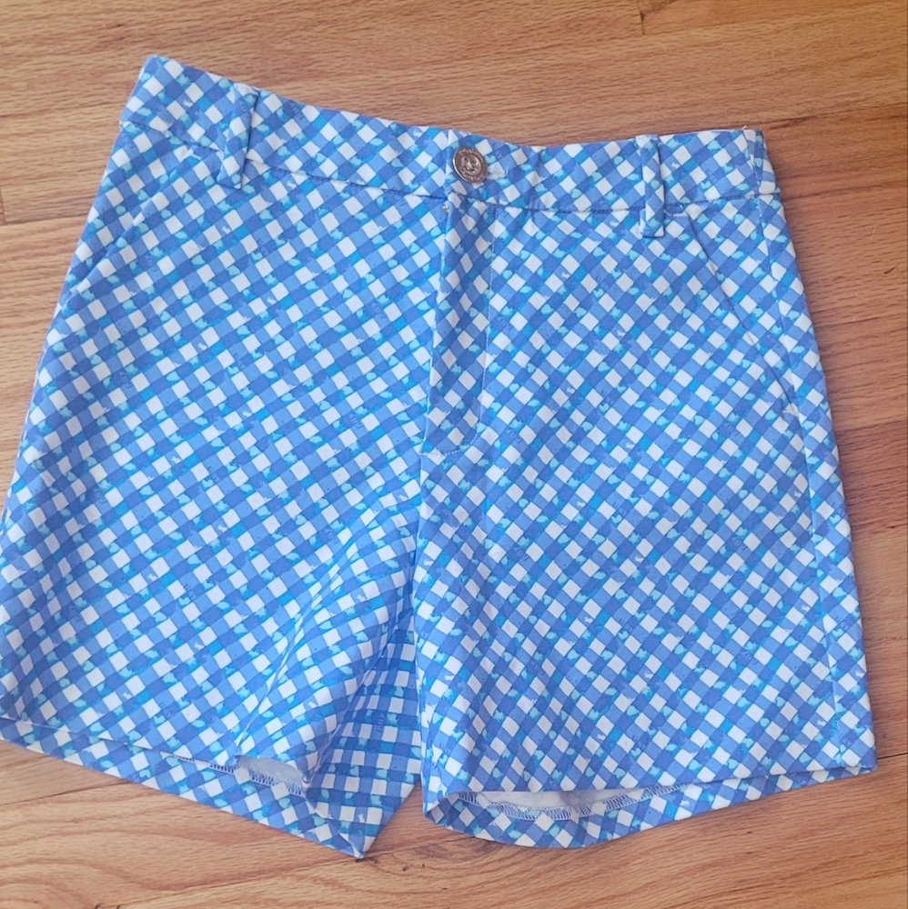 Lilly Pulitzer Gretchen Boca Blue Double Checking Shorts - Picture 5 of 13